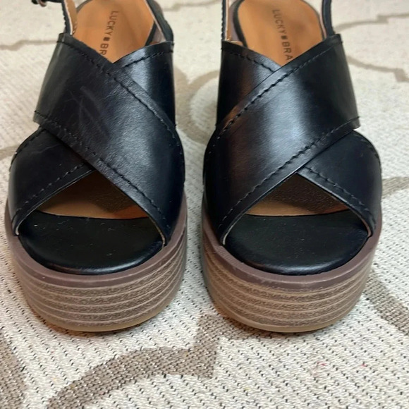 Lucky Brand Delmie leather Backstrap High Heel Sandals platform, NWOT - Picture 14 of 17
